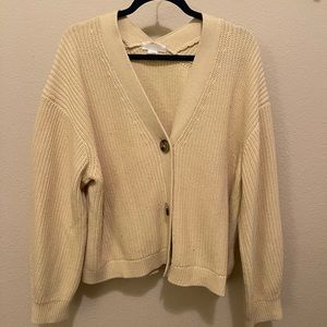 H&M Button Sweater, Pale Yellow